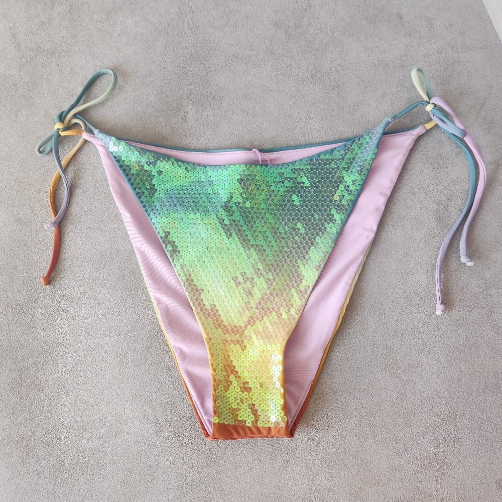 Gianni Bini Dannijo bikini bottom XL sequin Jayla gradient tie side swim new$100